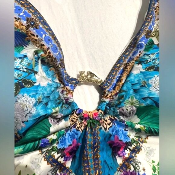 NWT Auc CAMILLA HALTER ONE PIECE "Moon Garden" o ring detail SWIMSUIT XS - Picture 9 of 12